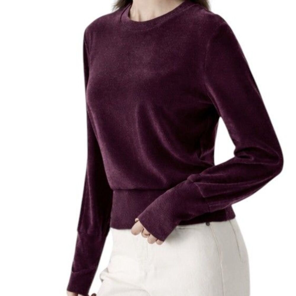 OGL ProWarm Cozy Brushed Elevated Crew Neck Banded Hem Brami Top Deep Fig LARGE